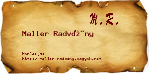 Maller Radvány névjegykártya